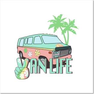 Retro Hippie Van Life Posters and Art